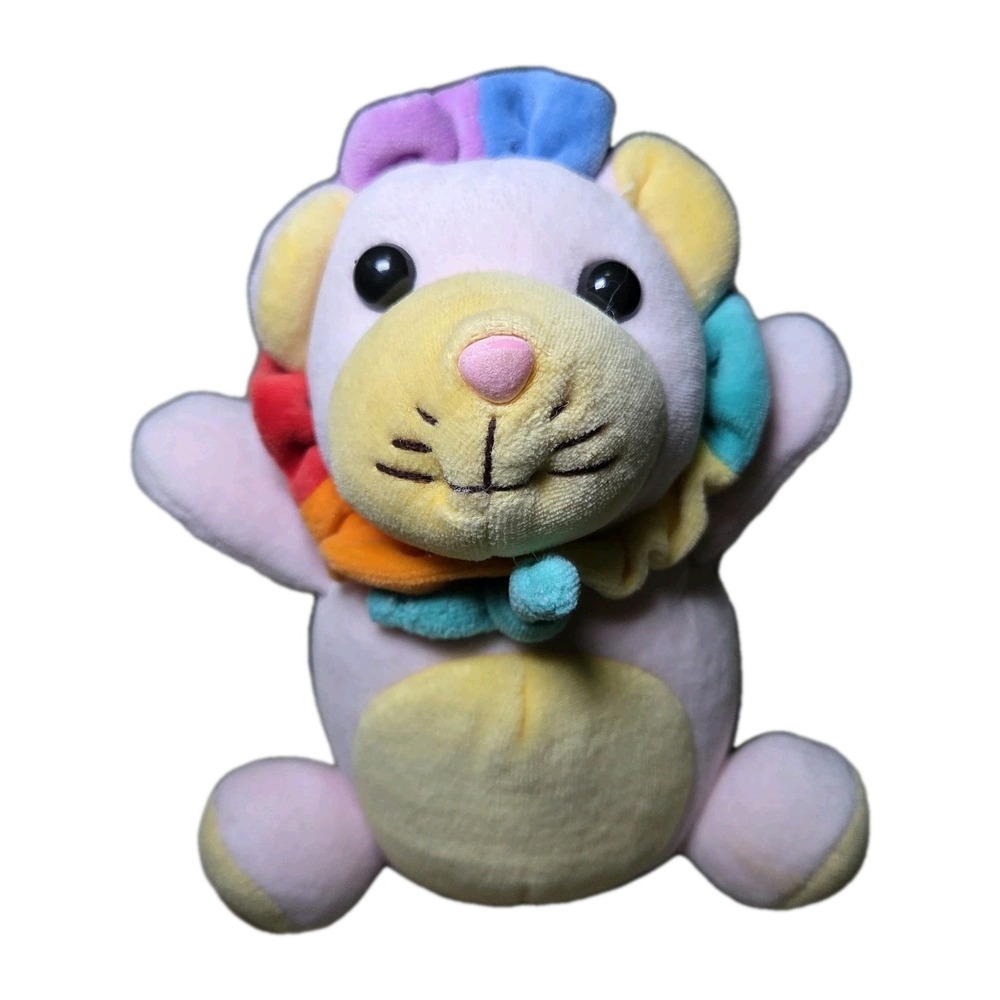 Vtg Braun Thermoscan Gund Lion Pastel‎ Rainbow Plush Chime Baby Rattle Toy Rare